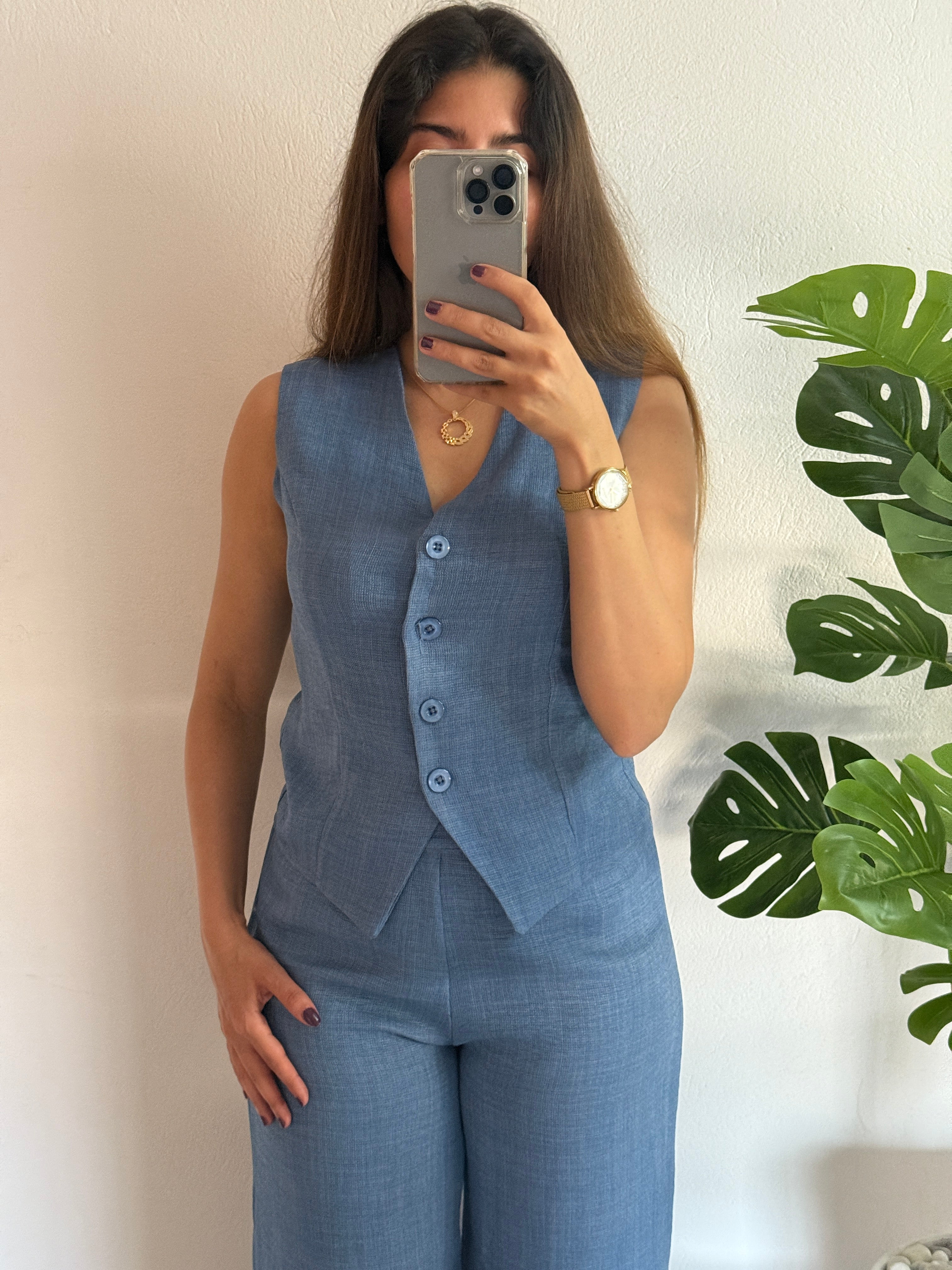 Chic Sleeveless Vest and Pants Two-Piece Set