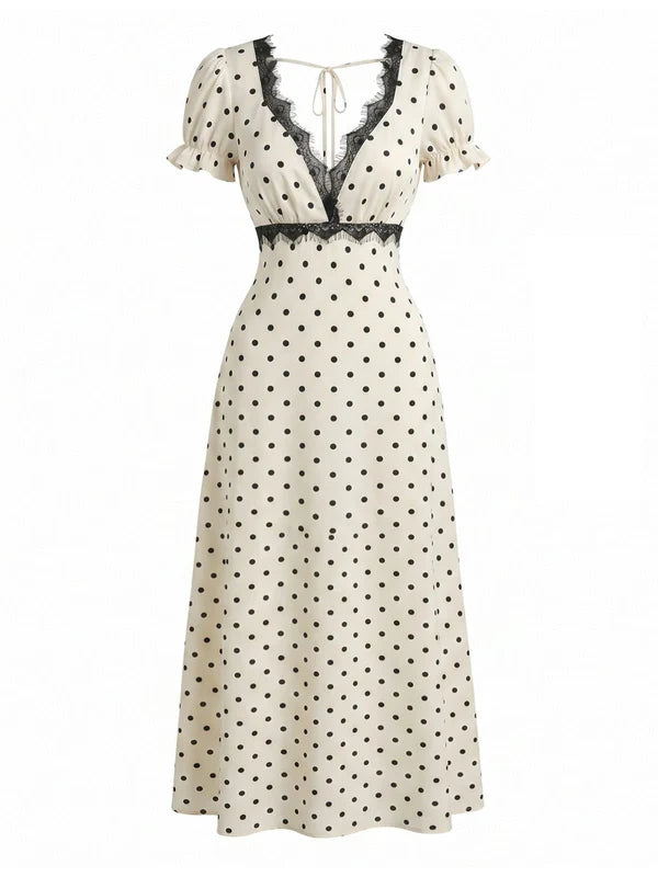 Polka Dot Lace Maxi Dress