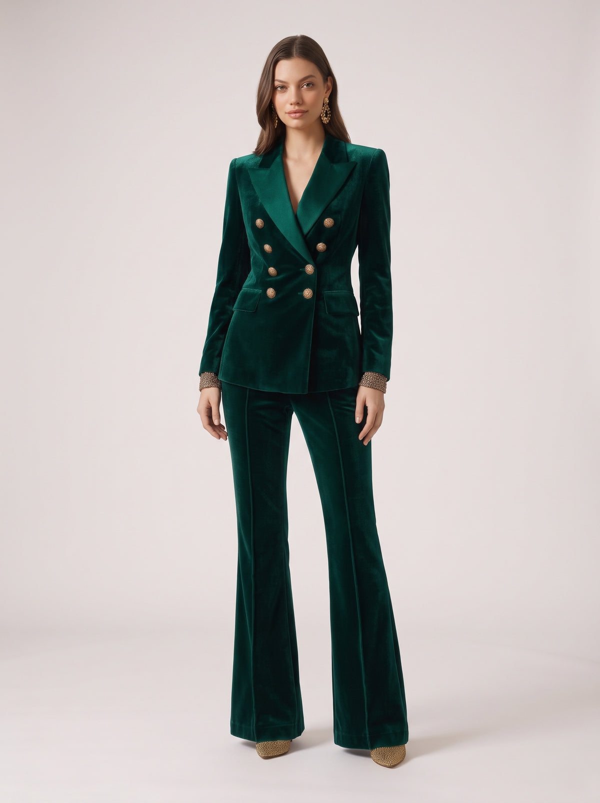 Velvet Elegance Double-Breasted Blazer Set