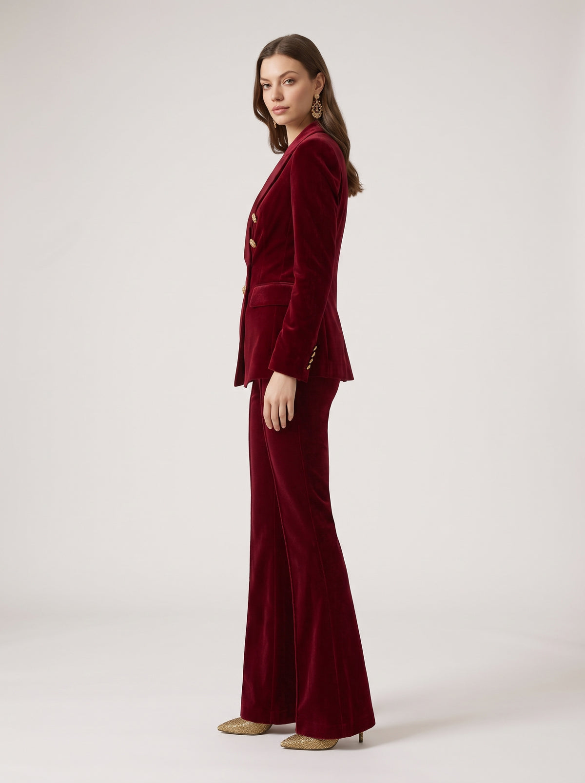 Velvet Elegance Double-Breasted Blazer Set