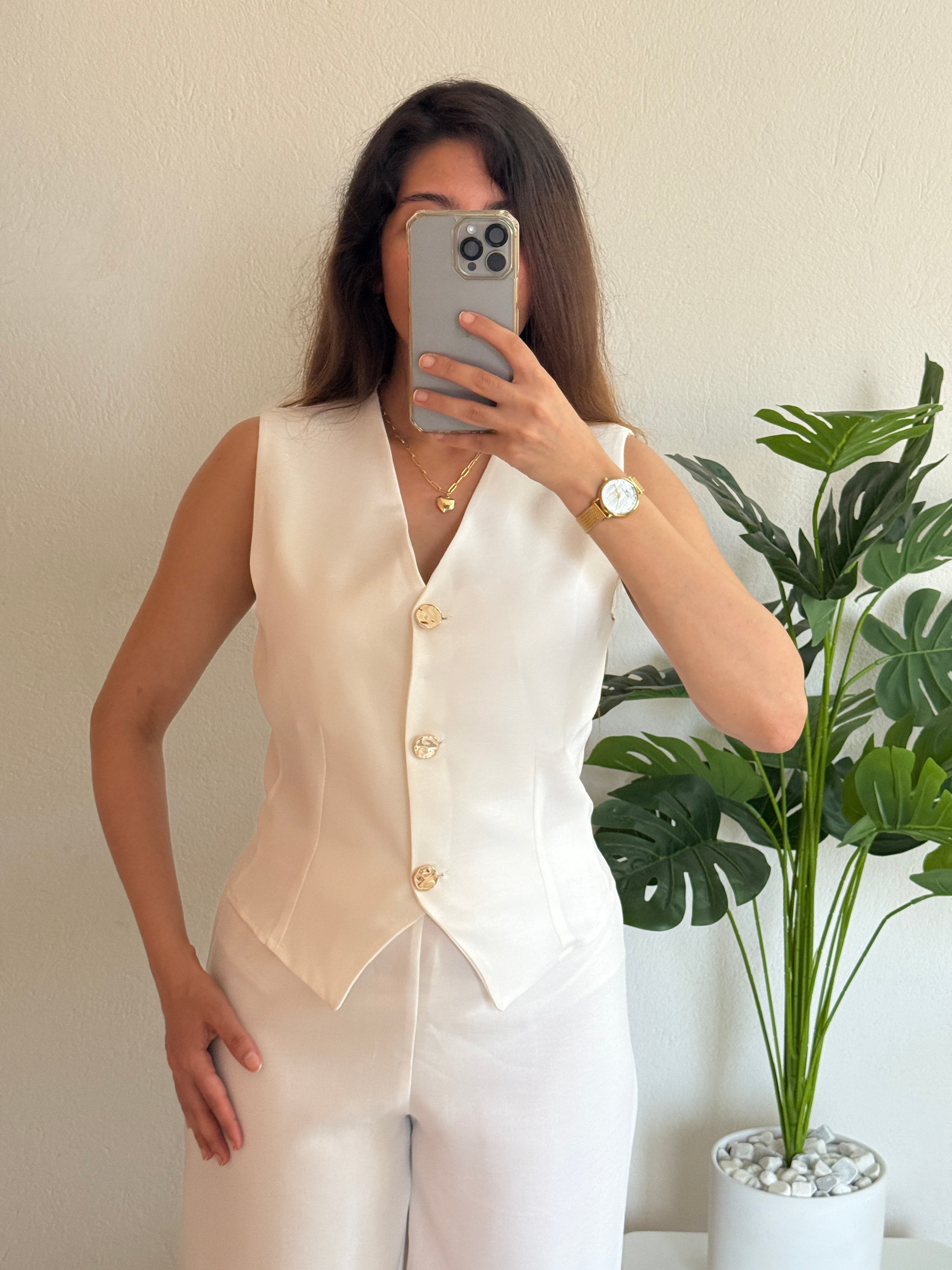 Chic Sleeveless Vest and Pants Two-Piece Set