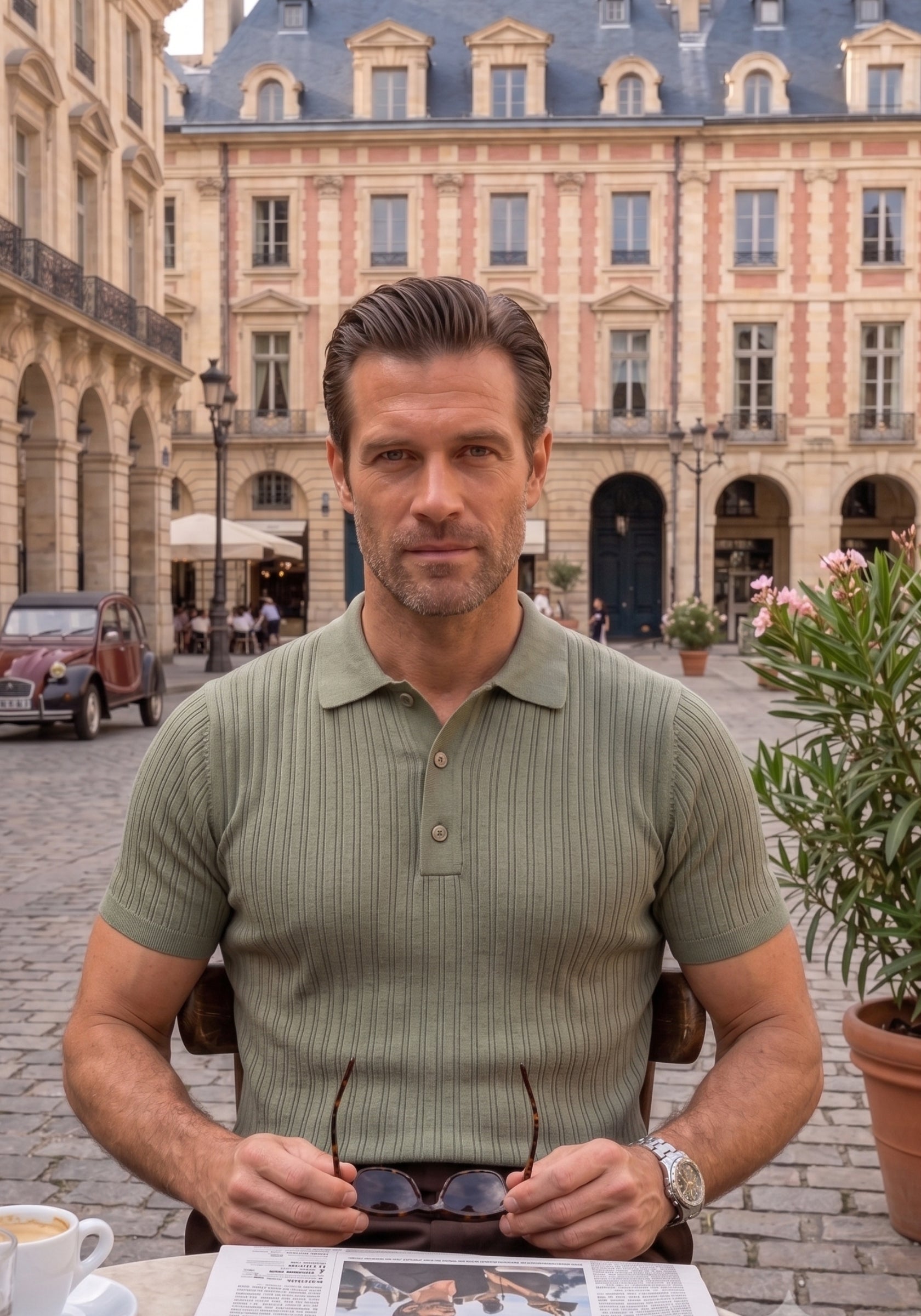 Classic Ribbed Knit Polo