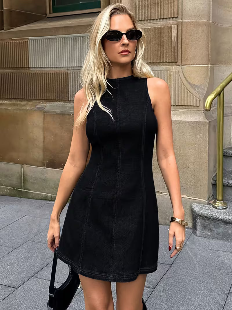 Chic Sleeveless Denim Mini Dress