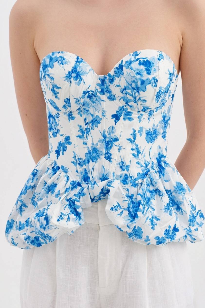 Elegant Floral Peplum Corset Top