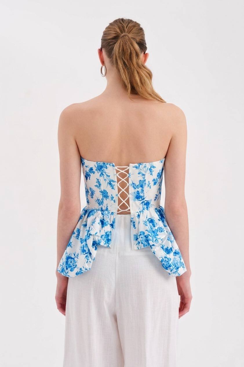 Elegant Floral Peplum Corset Top