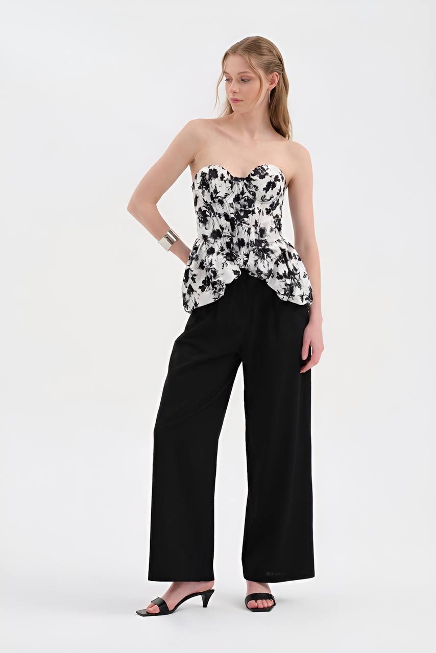 Elegant Floral Peplum Corset Top