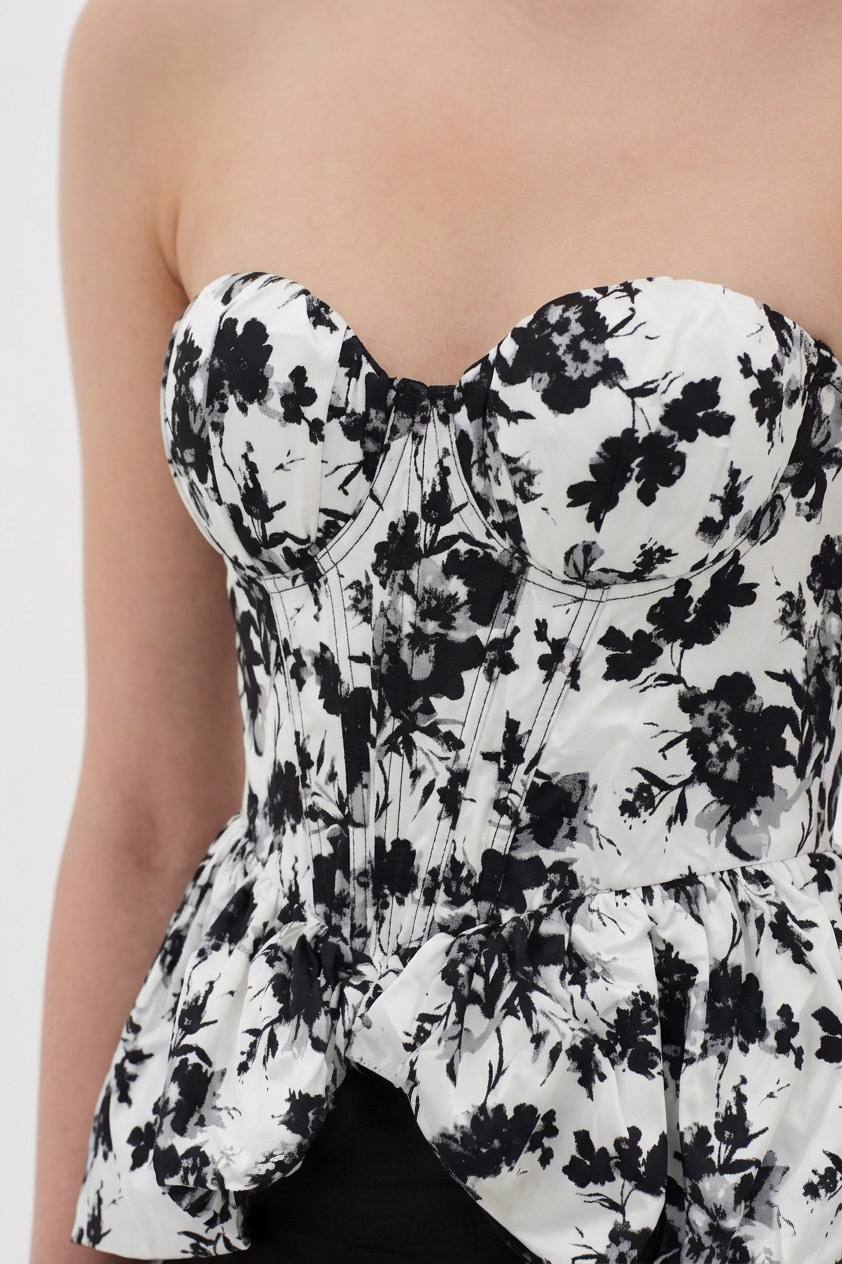 Elegant Floral Peplum Corset Top