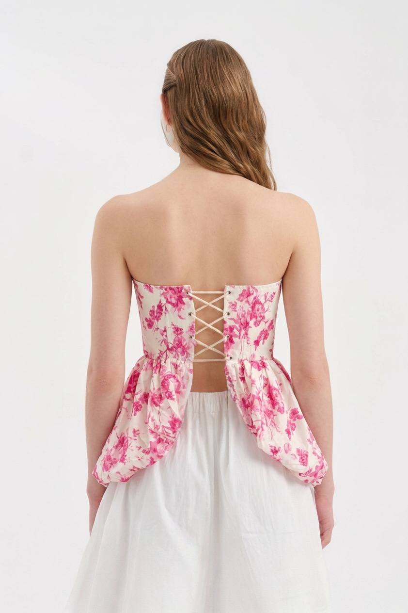 Elegant Floral Peplum Corset Top