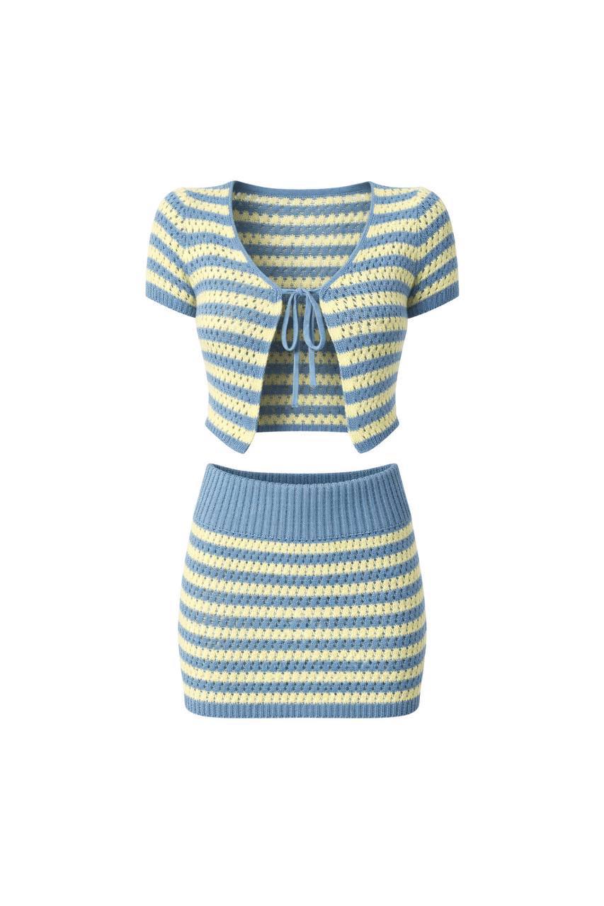 Trendy Striped Knit Two-Piece Set