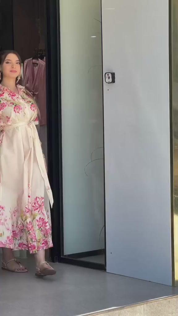 Floral Linen Blend Midi Dress